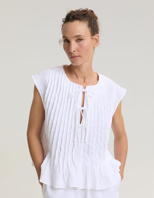 Sportscraft - Ariana Pintuck Linen Blouse