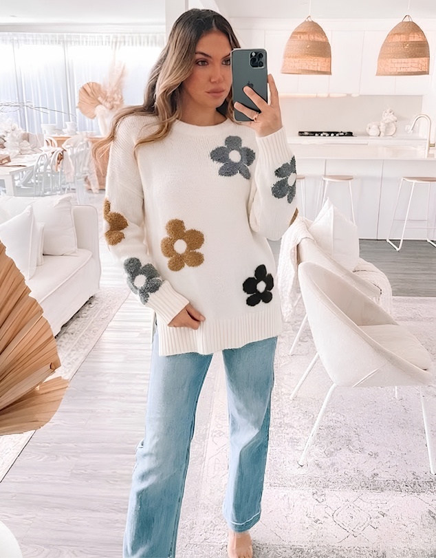 Esther & Co - Novella Knit - Cream Floral