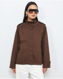 AERE - Sadie Funnel Neck Crop Trench Coat