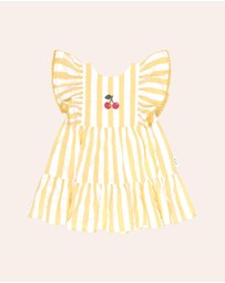 Huxbaby - Sunshine Stripe Cherry Embroidery Dress - ICONIC EXCLUSIVE - Babies-Teens