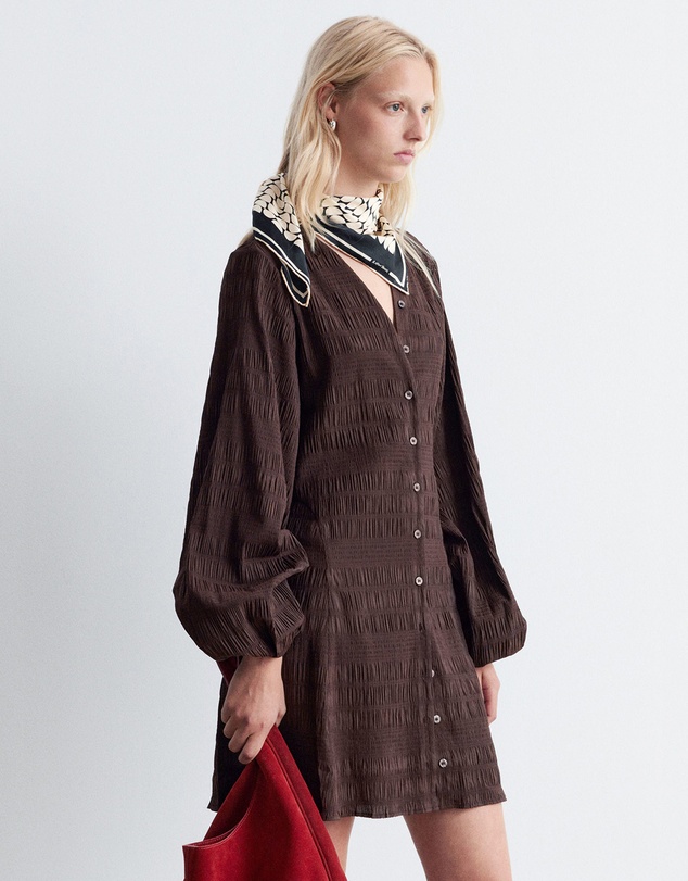 & Other Stories - Smocked Balloon-Sleeve Mini Dress