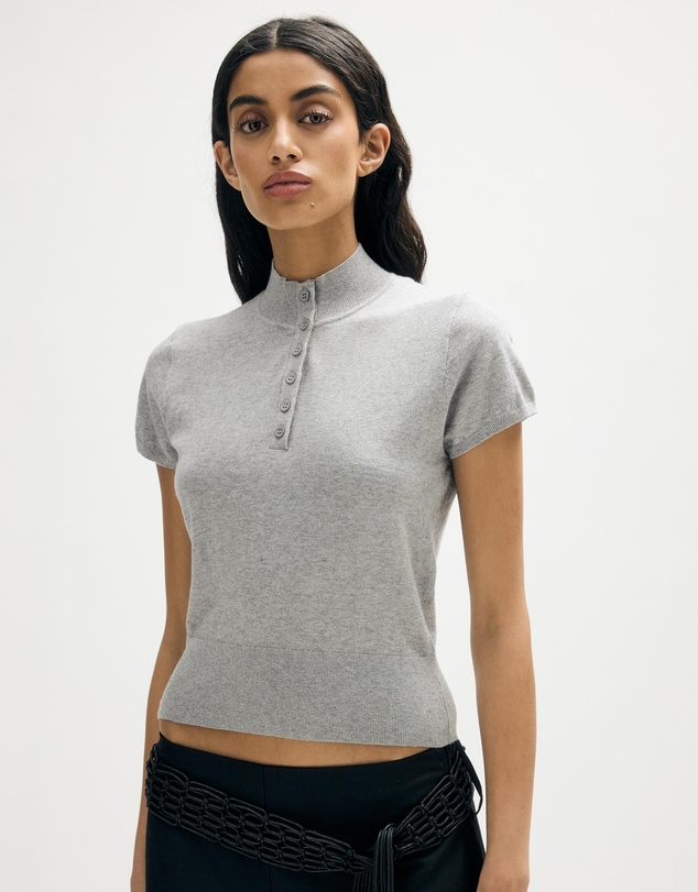 Minima Esenciales - Zoa Cotton Cashmere Funnel Neck Knit Top