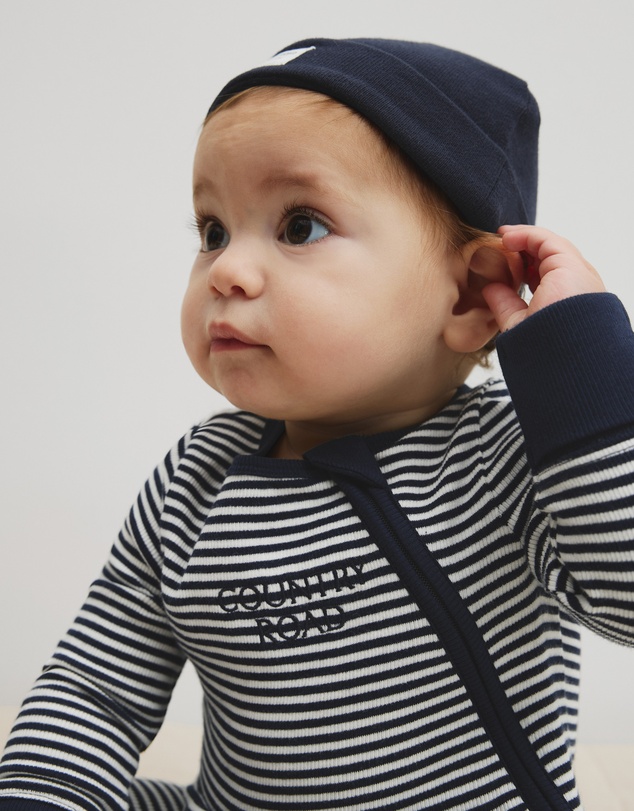 Country Road - Organically Grown Cotton Stripe Rib Jumpsuit