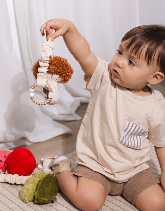 Living Textiles - 2 Pack Mini Market Brunch Stroller Toys - Mushroom & Corn