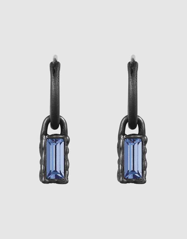 Kuzzoi - ICONIC EXCLUSIVE - Swarovski® Crystal Drop Hoop Earrings in Oxidised 925 Silver