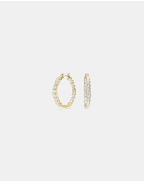 Swarovski - Matrix Hoop Earrings, Round Cut, White, Gold-Tone Plated