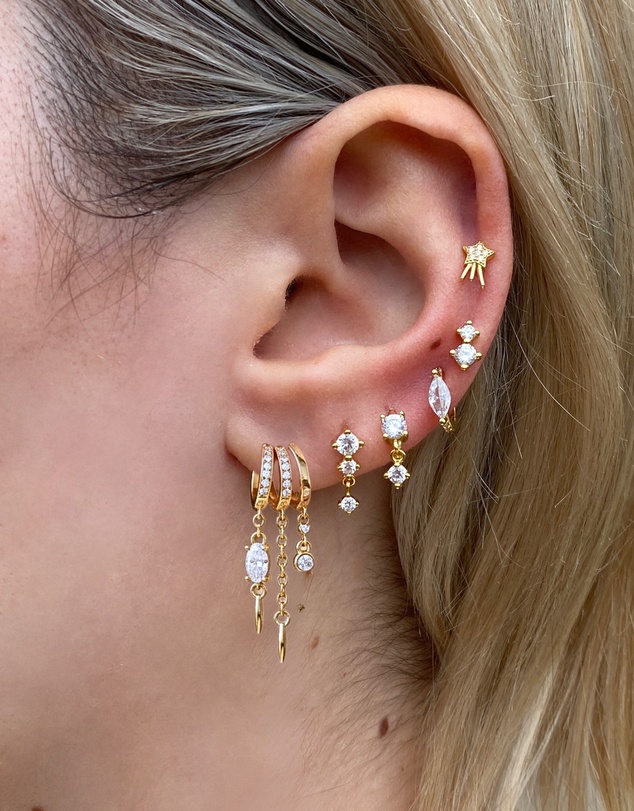 Izoa - Priya 3-in-1 Trio Huggie Earrings