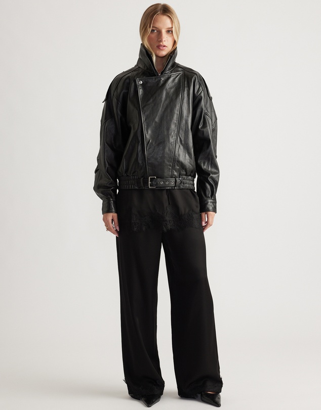 Decjuba - Laine Satin Lace Trim Pants