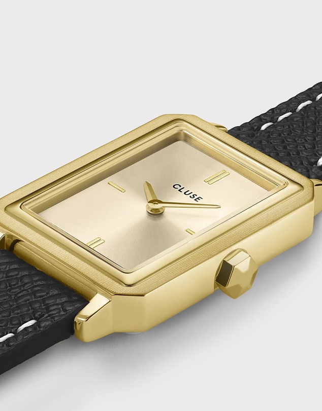 Cluse - Fluette Watch Double Leather, Black, Full Gold Colour