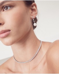 The White Collection - Beatrice - Classic Silver Pearl Bridal Drop Earrings