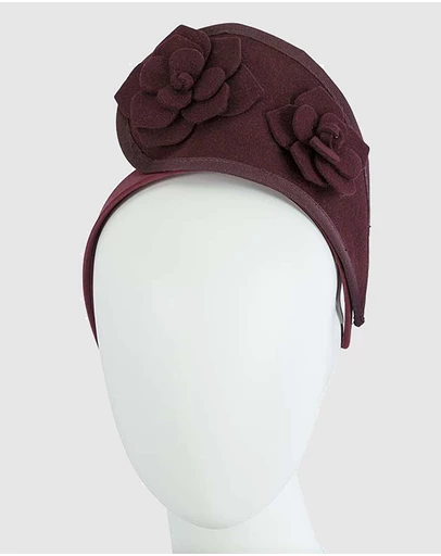 Max Alexander - Felt Burgundy Crown Racing Fascinator