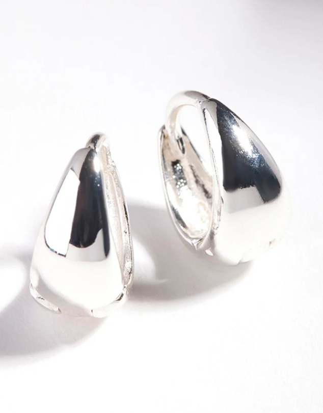 Lovisa - Sterling Silver Oval Chunky Huggie Earrings