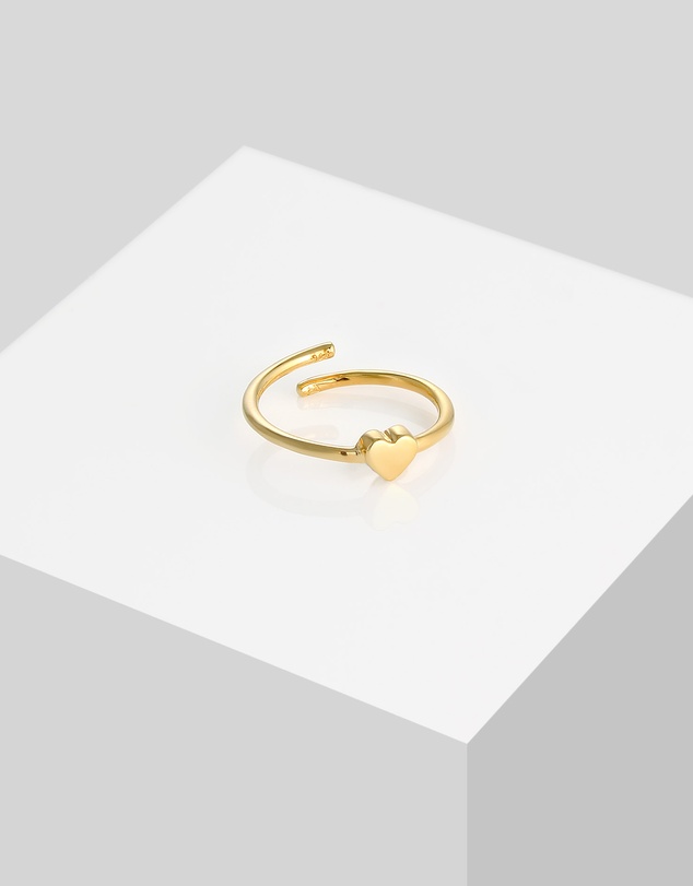 Elli Jewelry - Ring Children Heart Love in 925 Sterling Silver Gold Plated