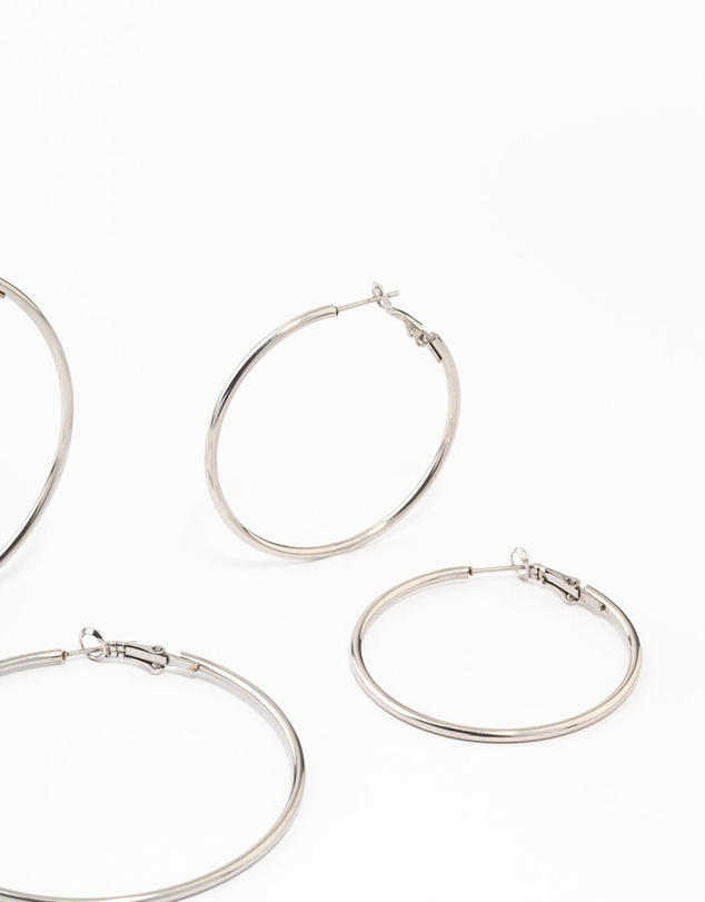 Lovisa - Waterproof Stainless Steel Thin Hoop Earrings 3-Pack