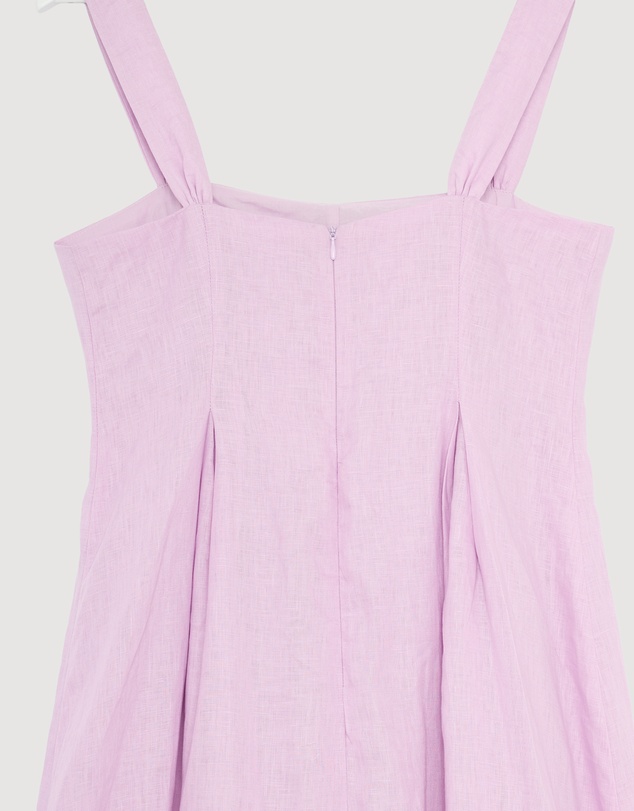 Revibe - Repaired AERE Inara Pleated Linen Midi Dress - AU 14