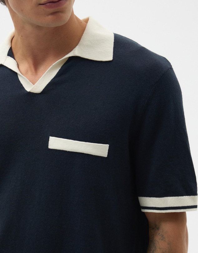 AERE - Contrast Linen Blend Polo