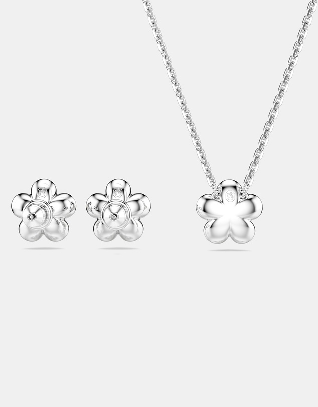 Swarovski - Ariana Grande X Swarovski Set, Crystal Pearl, Round Cut, Flower, White, Rhodium Plated