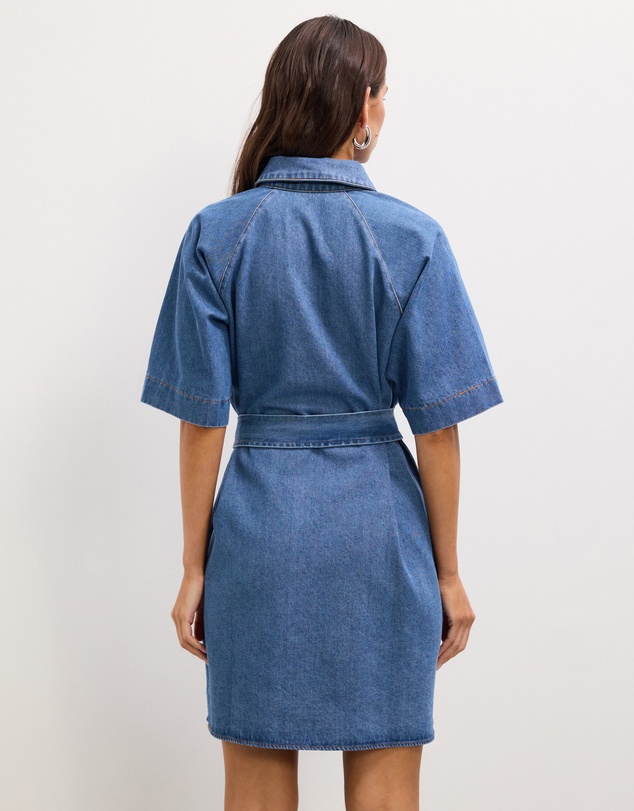 The Fated - Twila Chambray Mini Shirt Dress