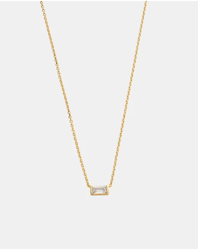 Kirstin Ash - Baguette Birthstone Necklace April White Topaz