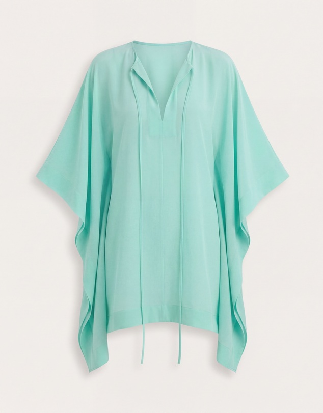 BONDI BORN - Orta Silk Caftan Mini Dress - Opal