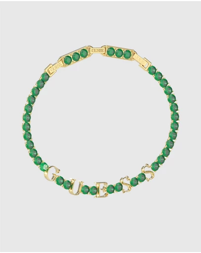 GUESS - Arm Party Gold Tone Green Crystal Bracelet