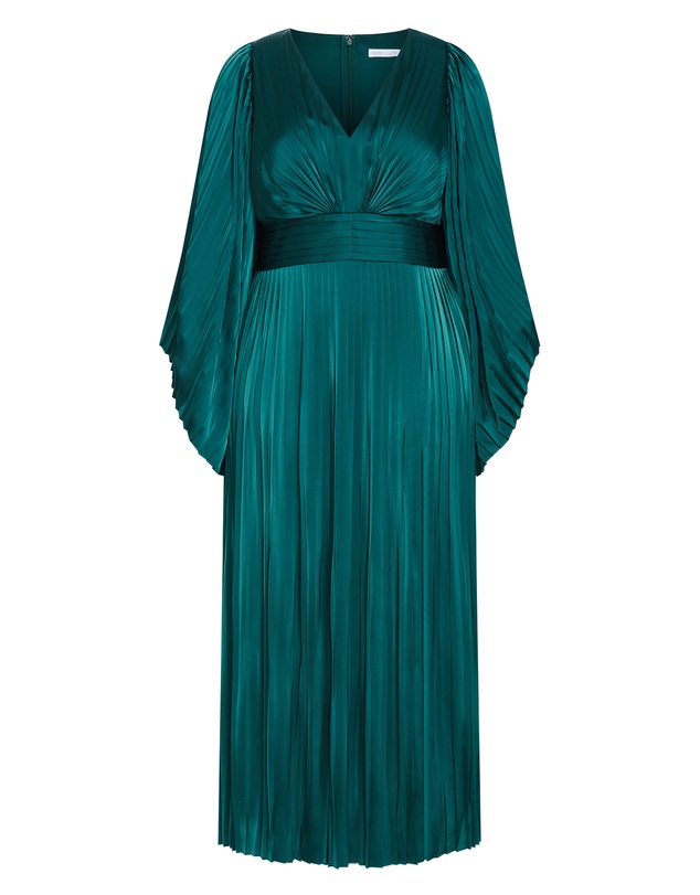 City Chic - Plus size Carmina Pleat Maxi Dress - emerald