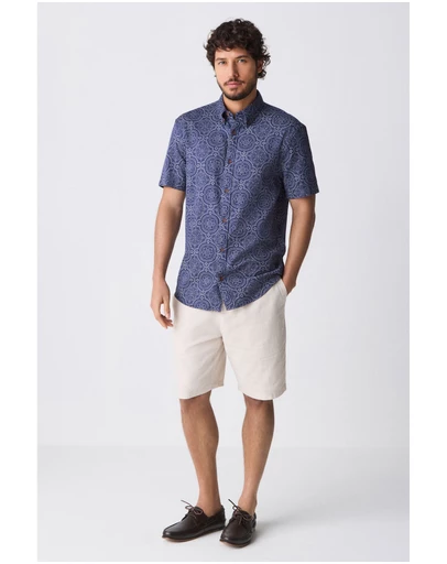 NEXT - Short Sleeve Tile Printed Printed 100% Cotton Shirt
