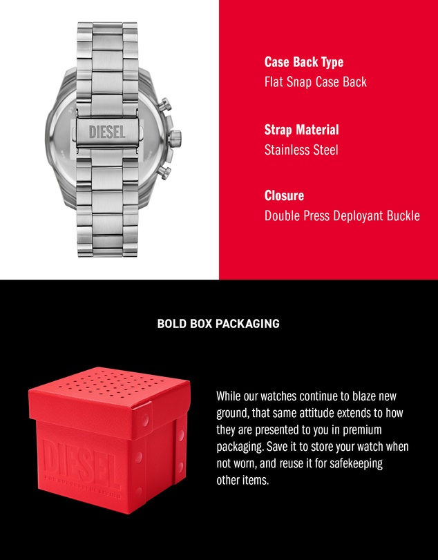 Diesel - Mega Chief Slim Silver Tone Analogue-Chronograph Watch