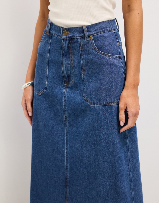 The Fated - Stephanie Soft Denim Midi Skirt