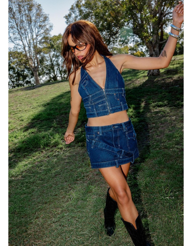 Neon Hart - Jigsaw Denim Halter Top