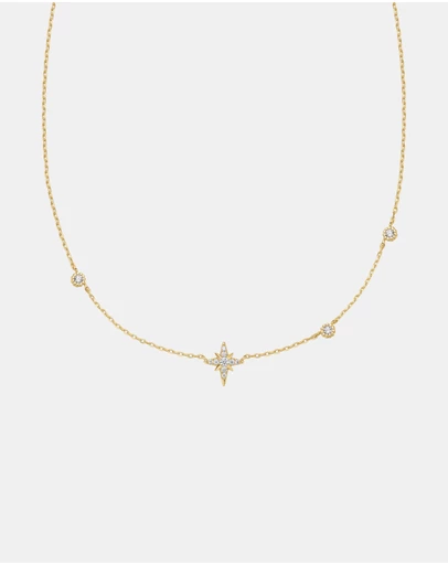 Ania Haie - Ania Haie Gold Eight-Pointed Star Cubic Zirconia Station Necklace