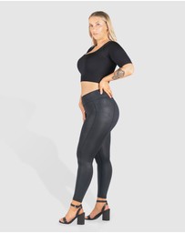 B Free Intimate Apparel - V-Waist Faux Leather Booty Sculpting Leggings