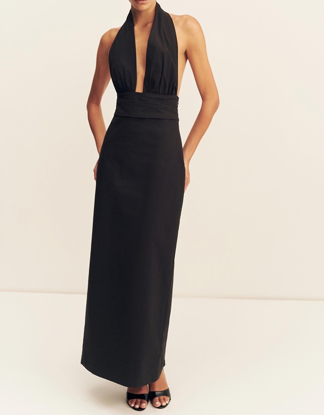 Shona Joy - Campbell Halter Plunged Maxi Dress