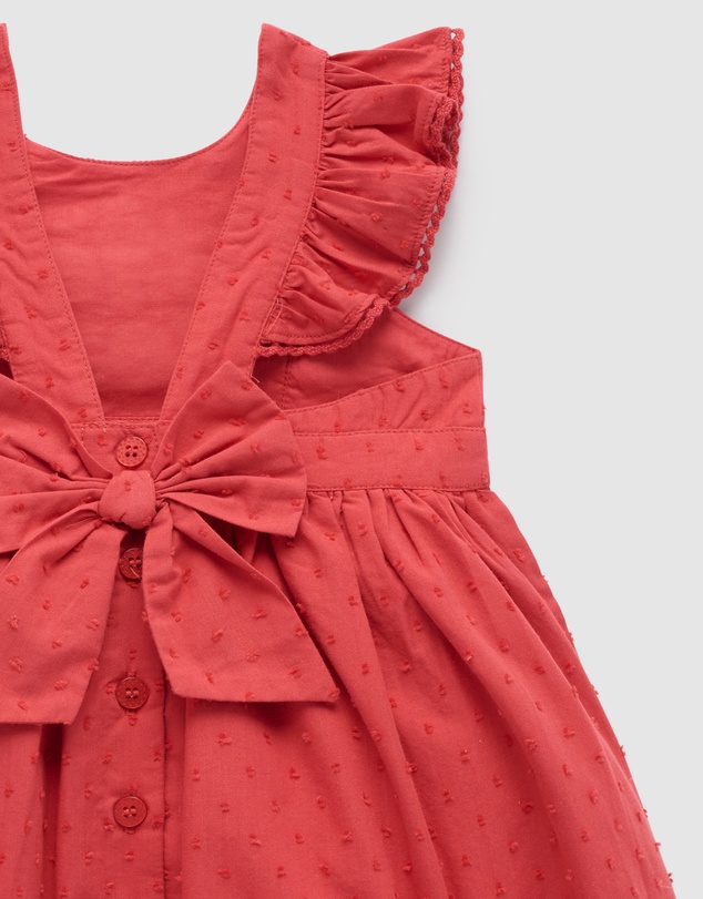 Purebaby - Red Embroidered Dress -Kids-Babies