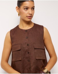 AERE - Patch Pocket Relaxed Linen Tank