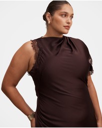 Forever New Curve - Kody Curve Satin Lace Asymmetric Dress
