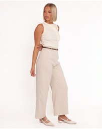 Petal & Pup - Ceres Belted Wide Leg Pant - Stone