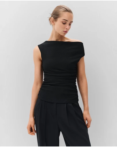 UNISON - Textured Cowl Neck Top