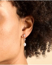 Astrid & Miyu - Pear Bezel Pearl Drop Studs