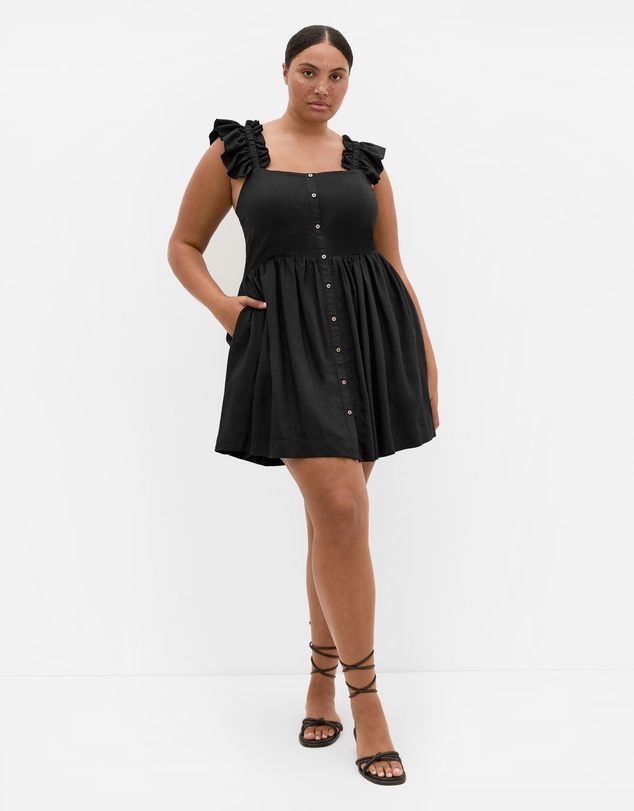 City Chic - Plus size Mirage Tie Back Mini Dress - black