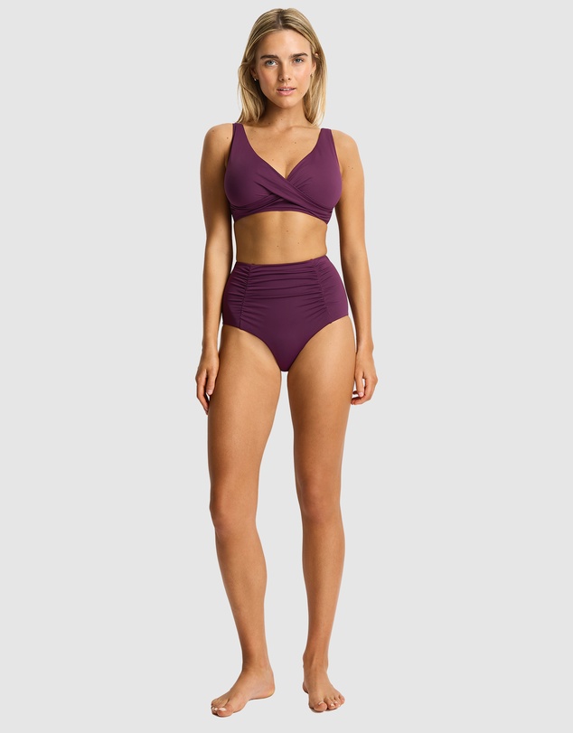Sea Level - Essentials Edit Cross Front Multifit Bra Top Claret