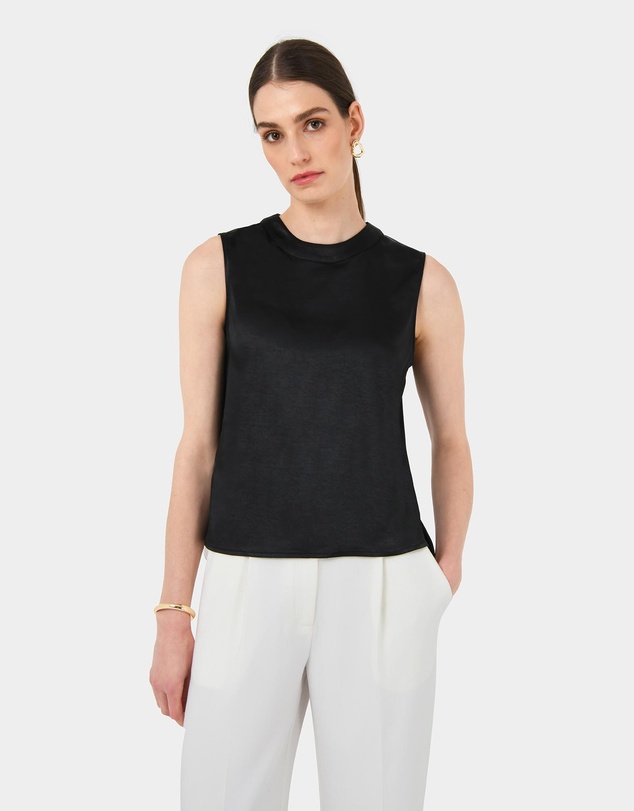 Forcast - Louisa Round Neck Satin Top