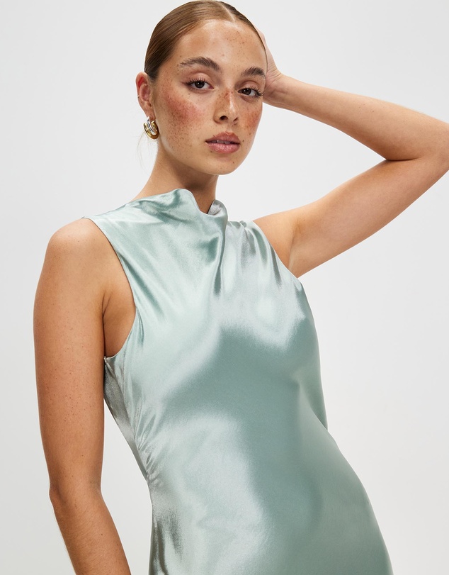Third Form - Satin Bias Cowl Back Maxi Dress