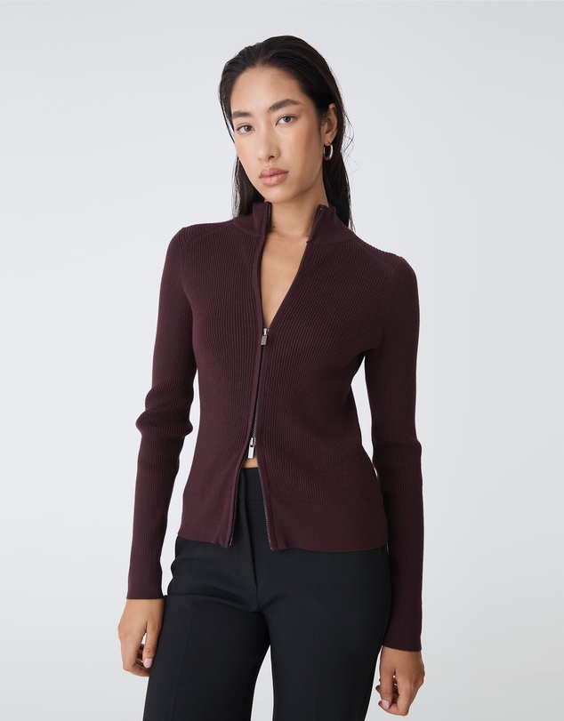 Forcast - Blake Ribbed Zip Cardigan