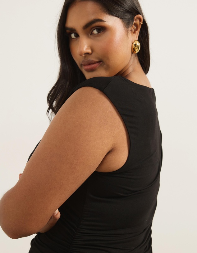 Atmos&Here Curvy - Lila Gathered Shoulder Bamboo Top