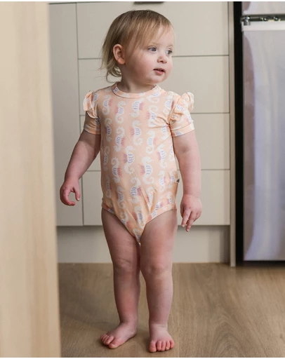 Kynd Baby - Frill Short Sleeve Bodysuit in Seahorse