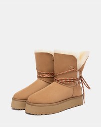 EVERAU - Australian Shepherd Ugg Carmont Platform Double Faced Sheepskin Upper UGG Boots