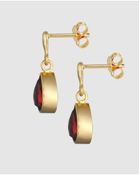 Elli Jewelry - Earrings Ear Hanger Drop Elegant with Garnet in 925 Sterling Silver gold plated