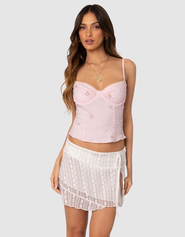 EDIKTED - Victoria Embroidered Mesh Bra Top