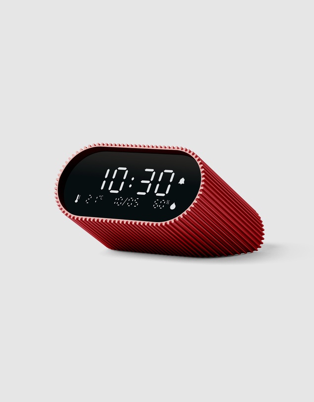 Lexon - Lexon Ray Clock Lcd Alarm Clock With Temperature / Humidity Display - Red